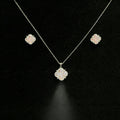 Set Kalung & Anting Four Leaf Clover Pink – Galaksi Jewelry
