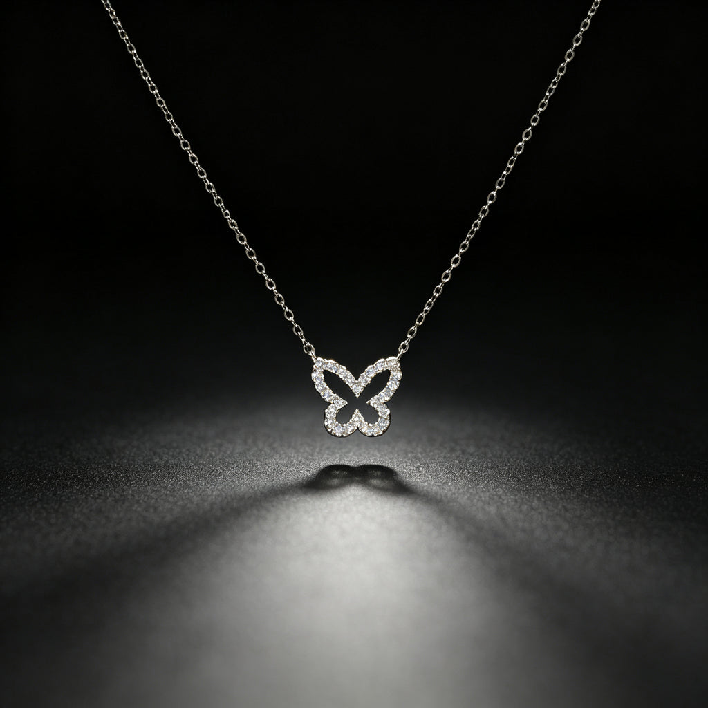 Kalung Liontin Kupu-Kupu Zirkon