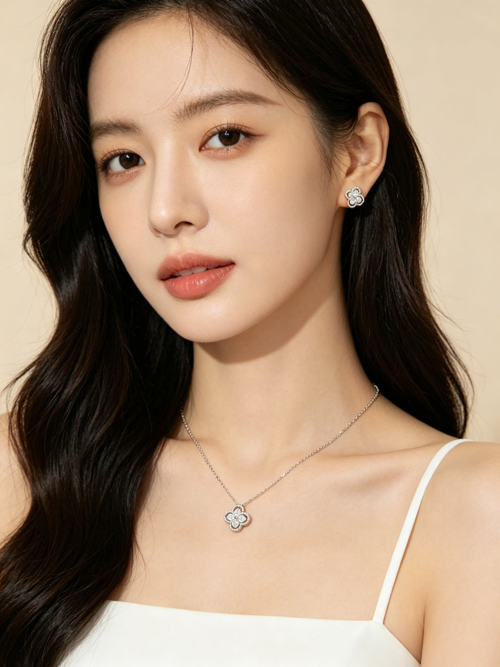 Set Kalung & Anting Flower Zirkon – Galaksi Jewelry
